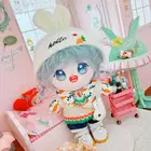 Одежда для кукол со звездами, 20 см, шерстяная шапка с белыми кроличьими ушками, костюм с морковкой, хлопковые набивные аксессуары для кукол 20 см