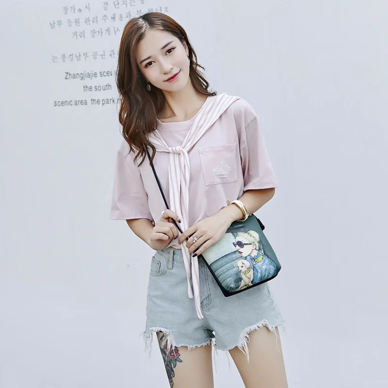 

2020 Fashion Shoulder Messenger Small Bag Trend Personality Printed Small Square Bag PU Ladies Bag
