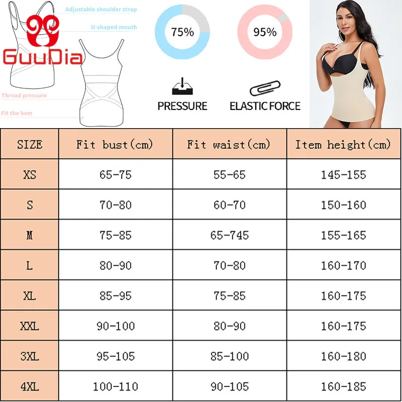 

GUUDIA Body Shaper Vest Bodysuits Tank Tops Tummy Control Waist Trainer Top Seamless Shapers Belly Control Shapewear Scoop Neck