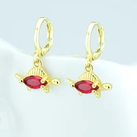 ins zircon dinosaur stud earrings simple cute real gold plated color zircon earrings for women girls piercing fashion jewelry