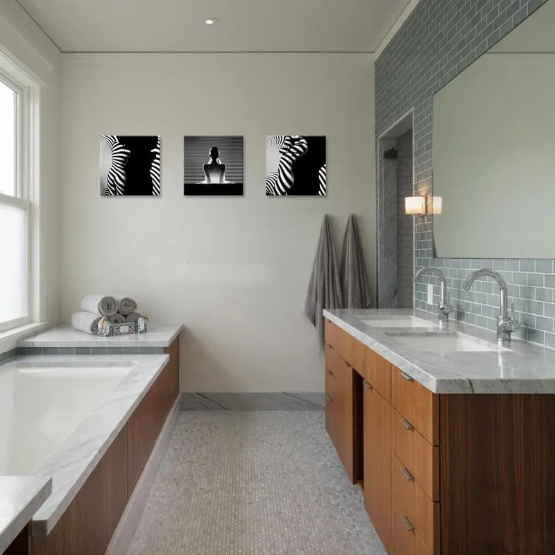 Обнаженная женская парусиновая настенная Художественная печать черная и белая