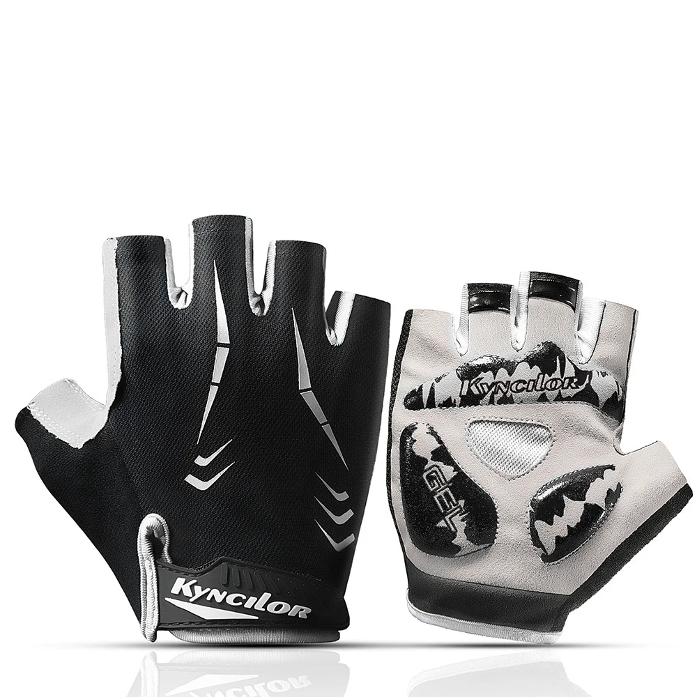 

Велосипедные Нескользящие перчатки с защитой от пота для мужчин и женщин, перчатки на полпальца, дышащие противоударные спортивные перчатк...