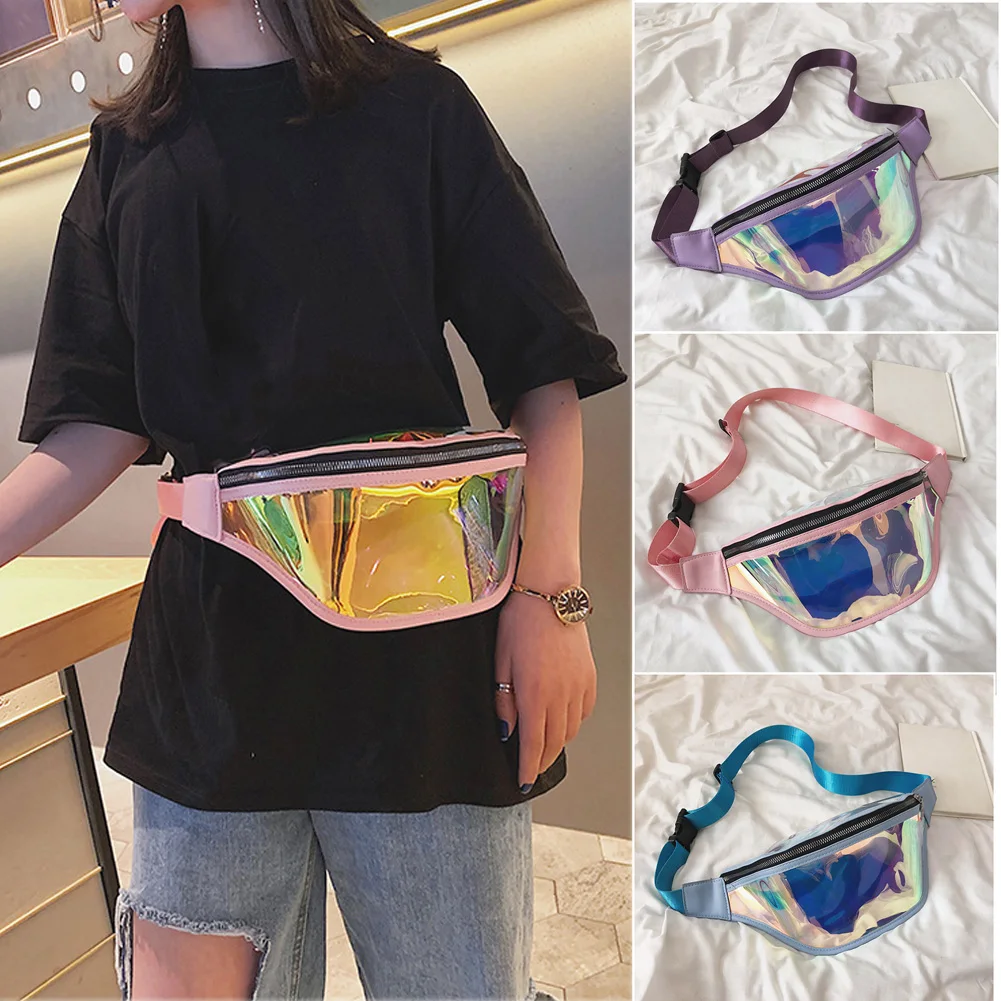 

Fashion Holographic Fanny Pack New Design Ladies Clear Belt Bum Bag Waterproof Transparent Laser Waist Pack for Women