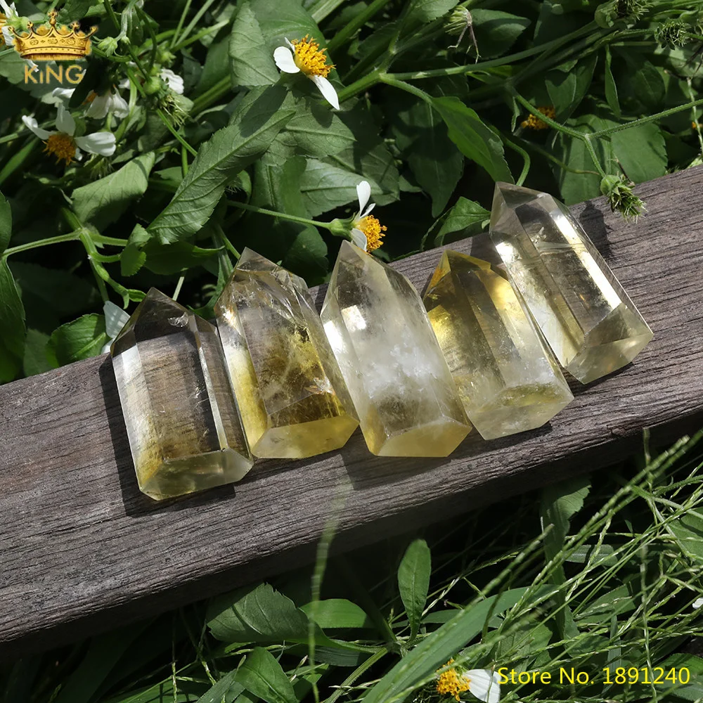 

Natural Citrines Quartz Hexagonal Column Wand Point Jewelry Quartz Gemstones Healing Point Jewelry Family DIY Chakra Decoration