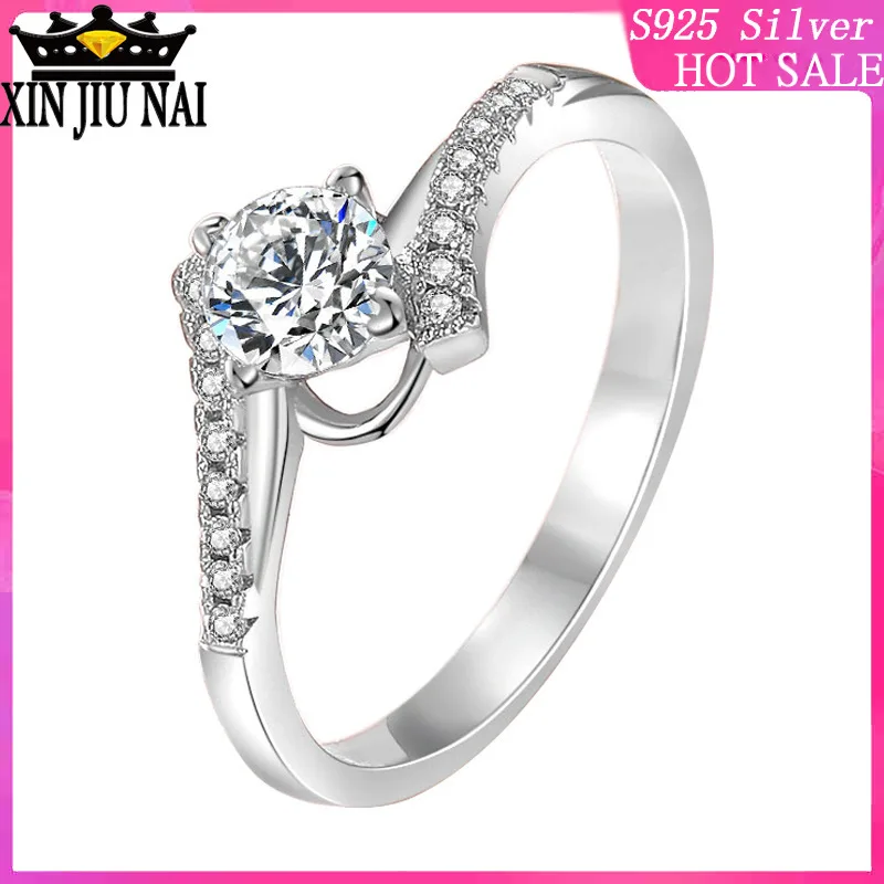 

925 sterling silver Handmade Fresh Ladies Twist Hollow Engagement Wedding Simple Gift Ring cubic zirconia diamond rings for wome