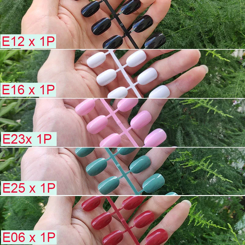 G-5PCs Mix Colors 18 смешанных цветов короткие круглые кончики для Ногтей Полное покрытие накладные кончики для Ногтей пресс на поддельные ногти яркие цвета - Цвет: G-5PCs Mix Colors