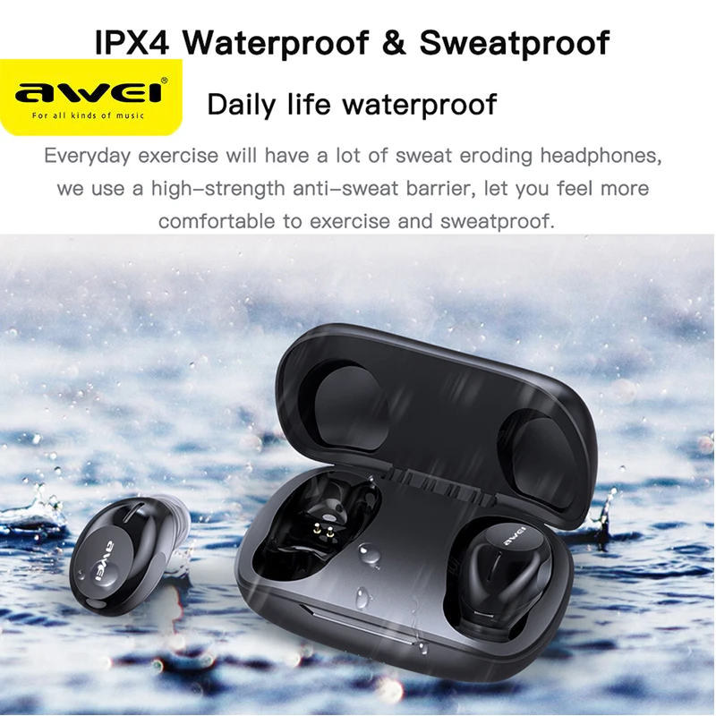 Новейшие Awei T20 Bluetooth 5 0 гарнитура TWS беспроводные наушники в ухо мини стерео