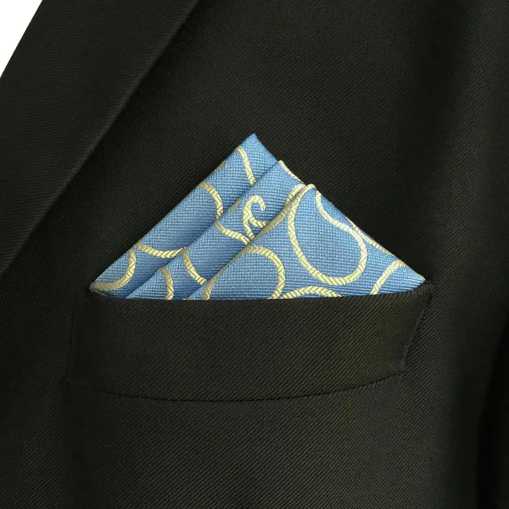 EH9 Пейсли синий желтый Карманный квадратный Свадебный Шелковый платок