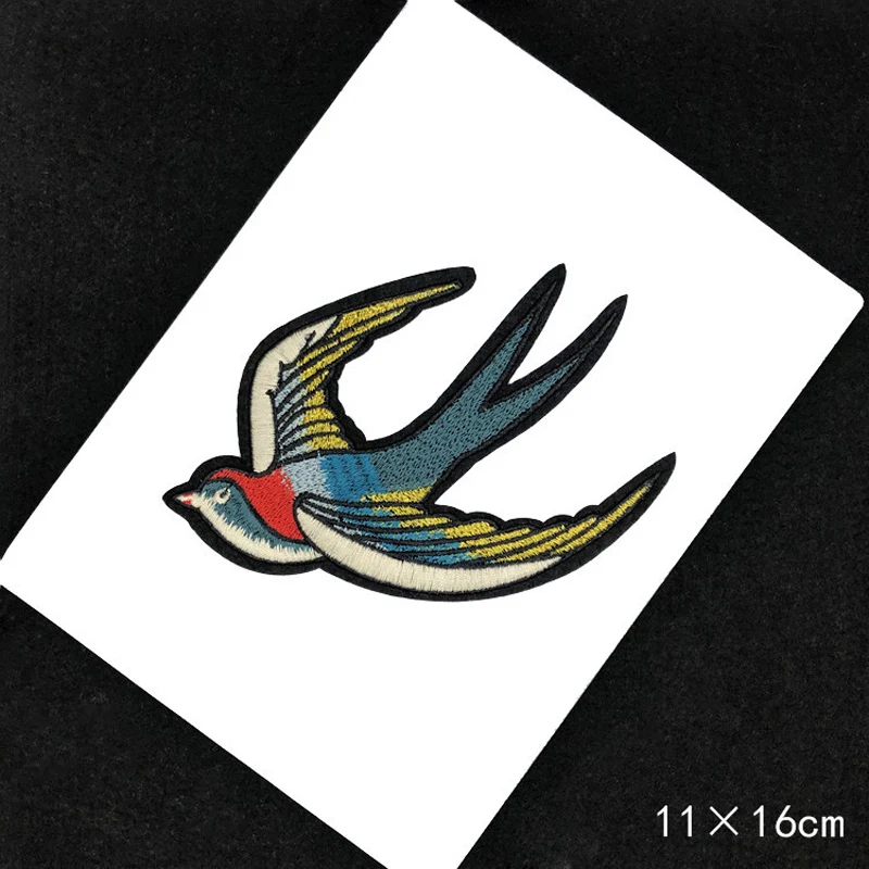 

1 Pair Embroidered Swallows Patches Iron On Cloth Accessories for Coat Jeans Dress Cute Flying Birds Patches