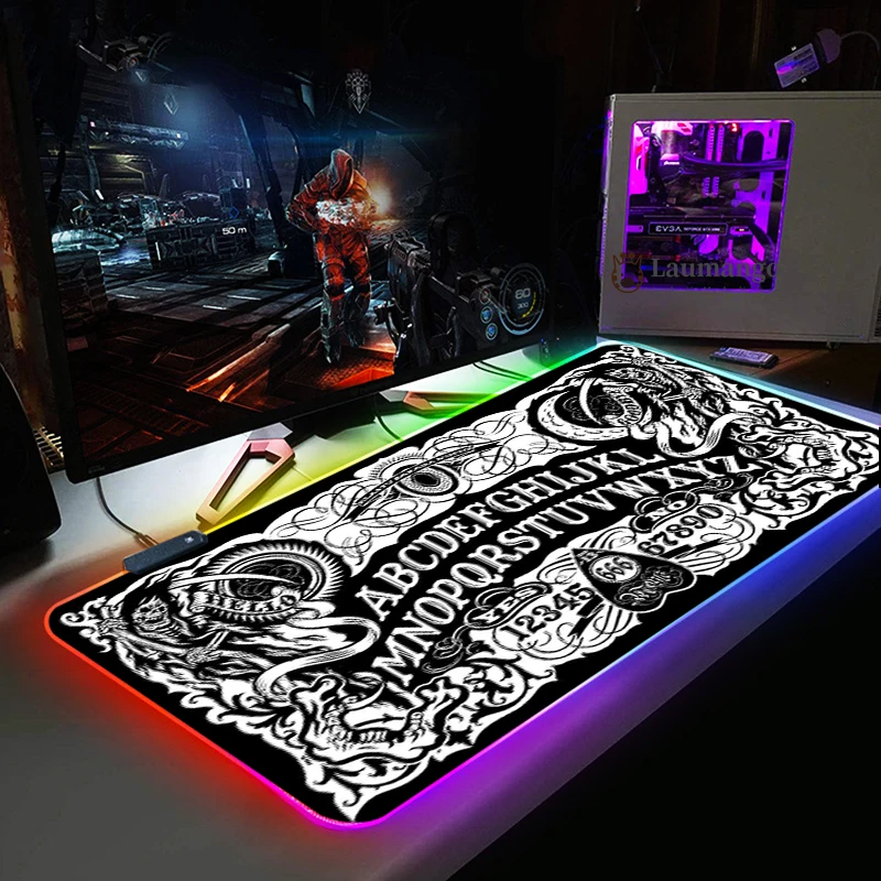 

LED mouse pad RGB color Large game mat Notebook computer PC keyboard pad mouse Board ouija design custom gamer desktop mat