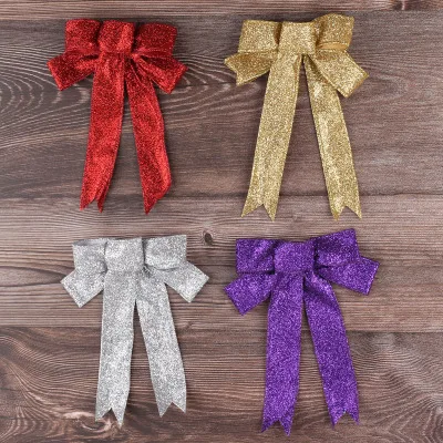 Большой Золотой/Серебряный/красный/фиолетовый Рождественский бант 23 см