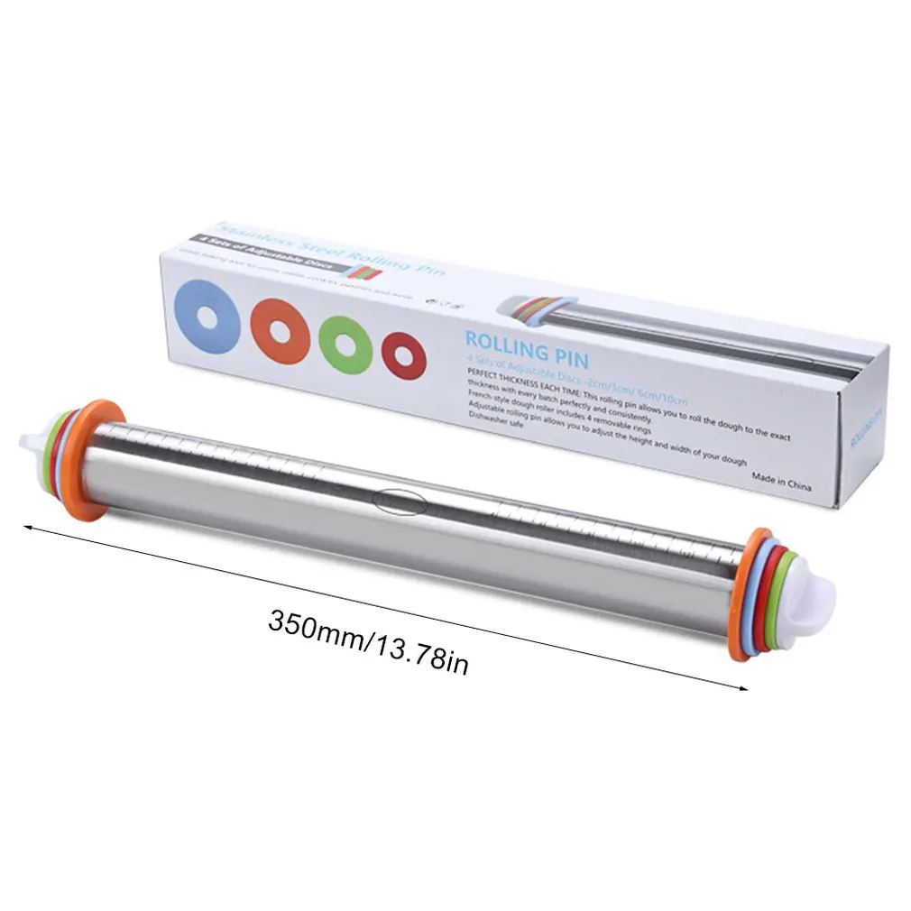 

Stainless Steel Adjustable Rolling Pin Thickness Ring Non Stick rolling pin Dough Mat Home Kitchen Baking Pin