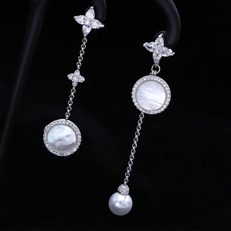 Серьги SWOUR женские новая мода S925 серебро иглы диоксид циркония четыре листа