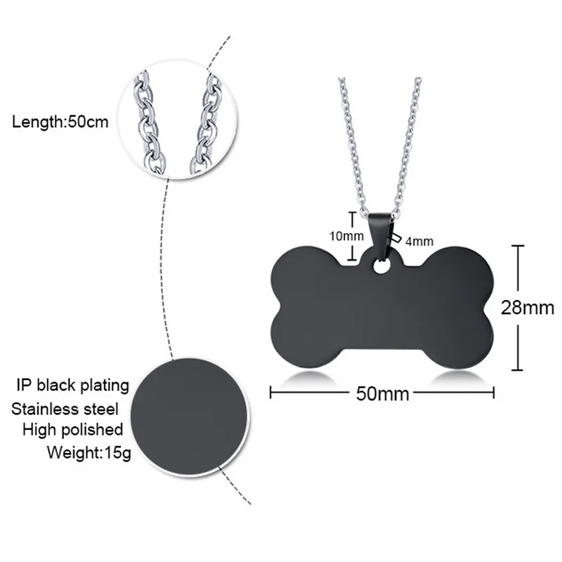 Большие ожерелья для женщин модные Жетоны из нержавеющей стали собак ожерелье с