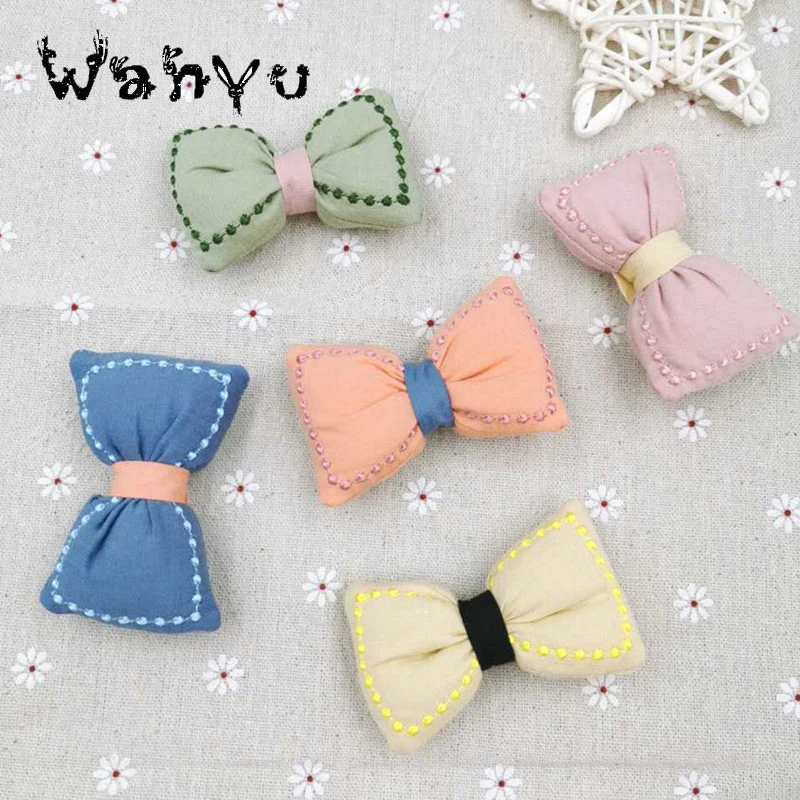 10 шт./лот 7 2*4 см ПП хлопковая ткань решетчатый бант аппликация ремесла для детей