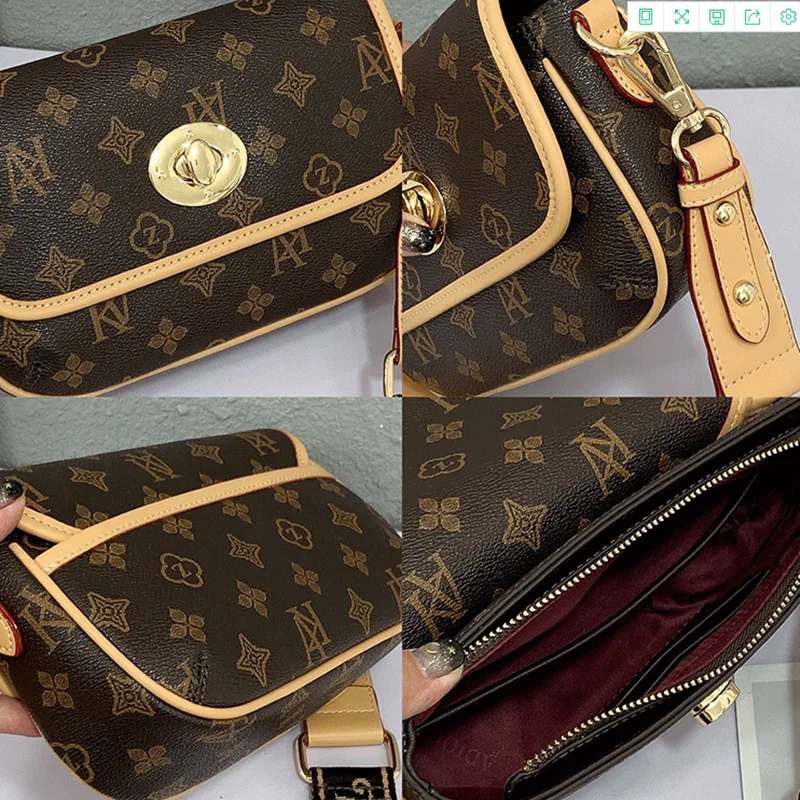 

2021 New Fashion Retro Wide Shoulder Strap Leather Women's Purses and Handbags Luxury Designer One-shoulder Messenger Bag Cc
