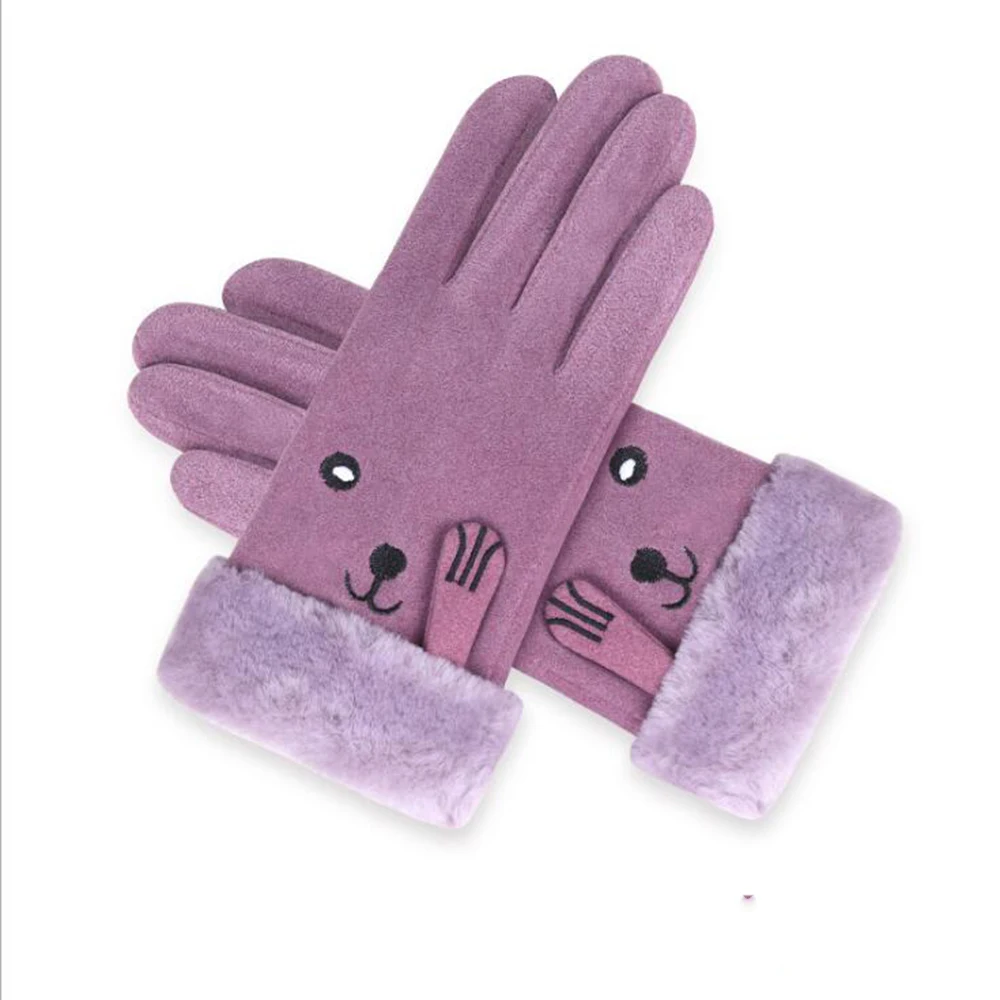 

Winter gloves Warm and cute furry gloves Outdoor suede women's gloves Touch screen riding gloves
