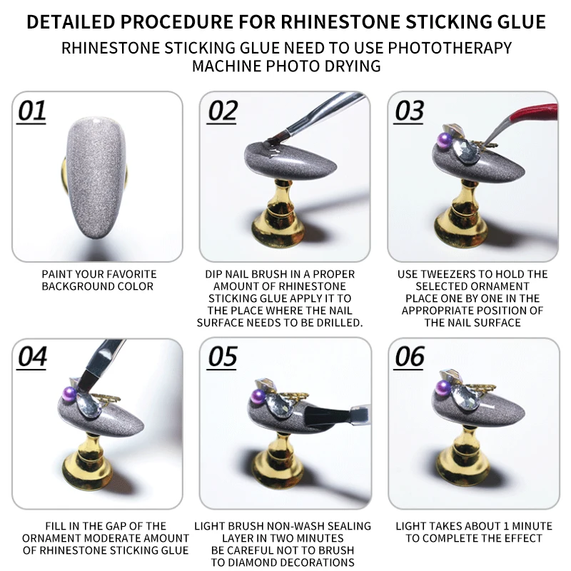 

Nail Art Rhinestone Gel Glue Super Sticky Adhesive UV Gel Nail Polish Glue for DIY Nail Art Crystal Gems Jewelry Decoration