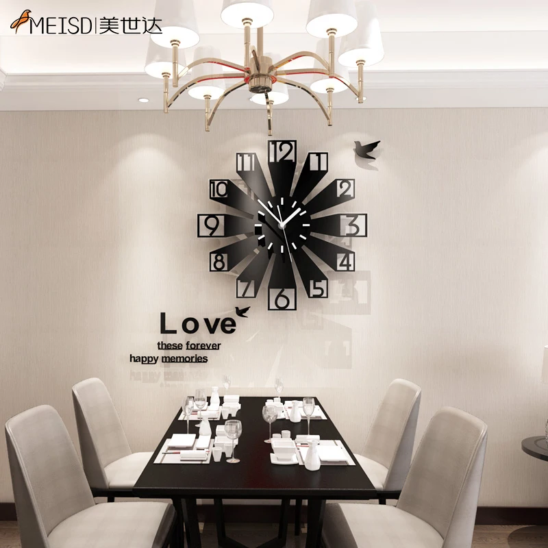 

MEISD Large Wall Clock Modern Design 3d Wall Watch DIY Mirror Stickers Living Room Acrylic Quartz Decor Horloge Free Shipping