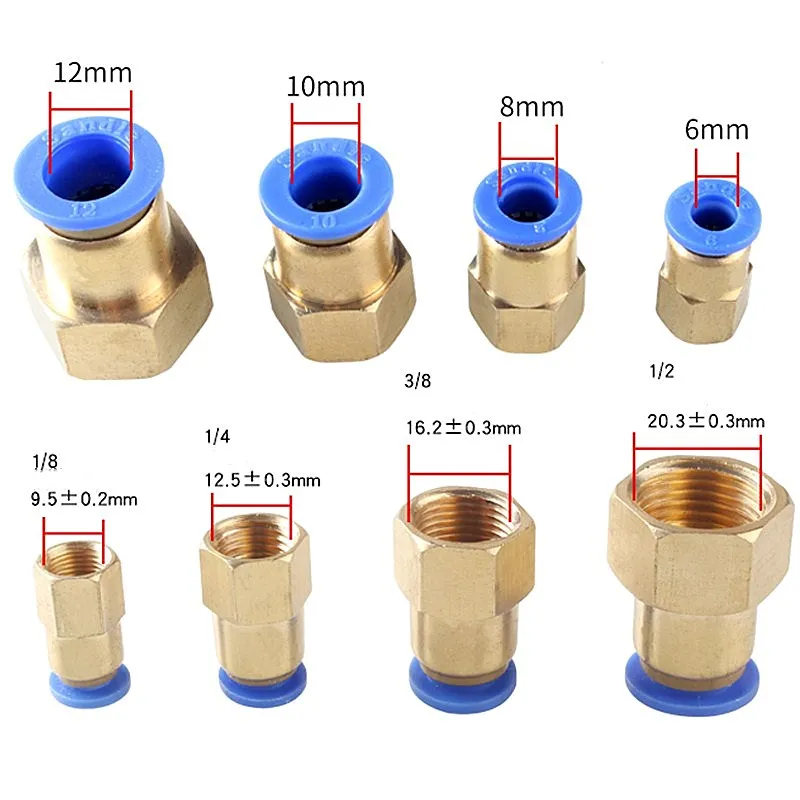 

Air Pipe Fitting 10mm 12mm 8mm 6mm Hose Tube 1/8" 3/8" 1/2" BSP 1/4" Female Thread Brass Pneumatic Connector Quick Joint Fitting