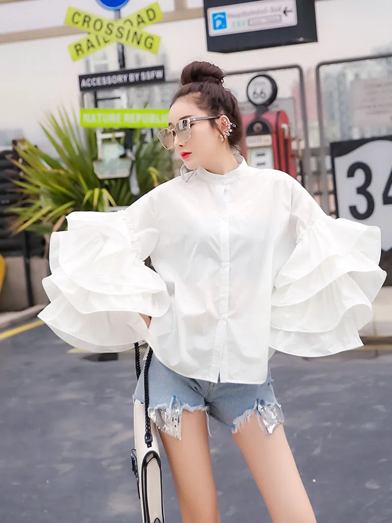 Рубашка женская трехмерная кружевная с круглым вырезом и длинным рукавом |