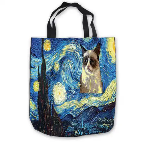 Холст Винсента-Ван-Гога-Звездная ночь (1) сумка сумки повседневная хозяйственная