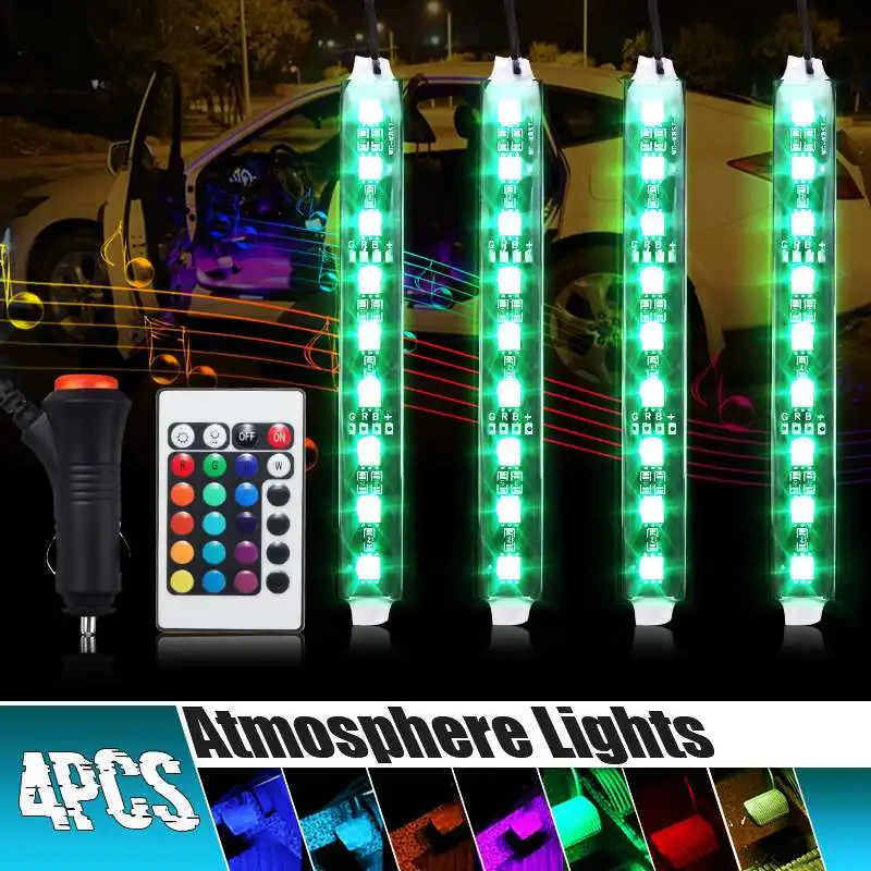 DC 12V 9 SMD 10W 4 шт 5050 авто светодиодный RGB внутренний пол декоративная атмосферная полоса путь деко напольный свет дистанционное управление