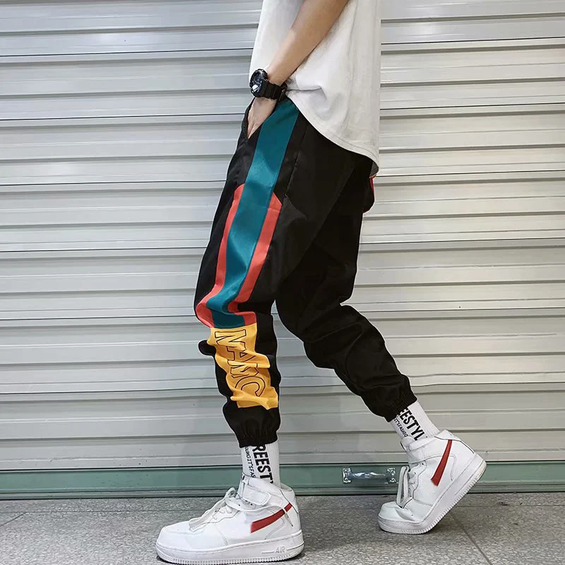 

Hip Hop Streetwear Men's Splice Joggers Pants Fashion Men Casual Cargo Pant Trousers High Street Elastic Waist Harem Pant Men