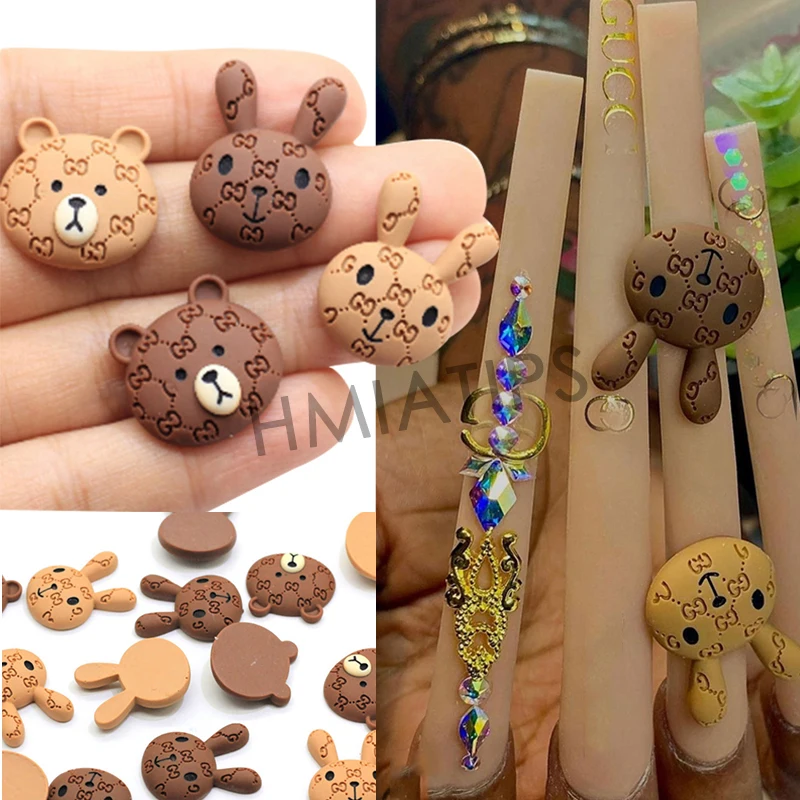 

16pcs 3D Nail Charms Kawaii Cute Bear Bunny Mixed Resin Acrylic Nail Art Tips Glitter Rhinestones Decoration Kawaii Accessories