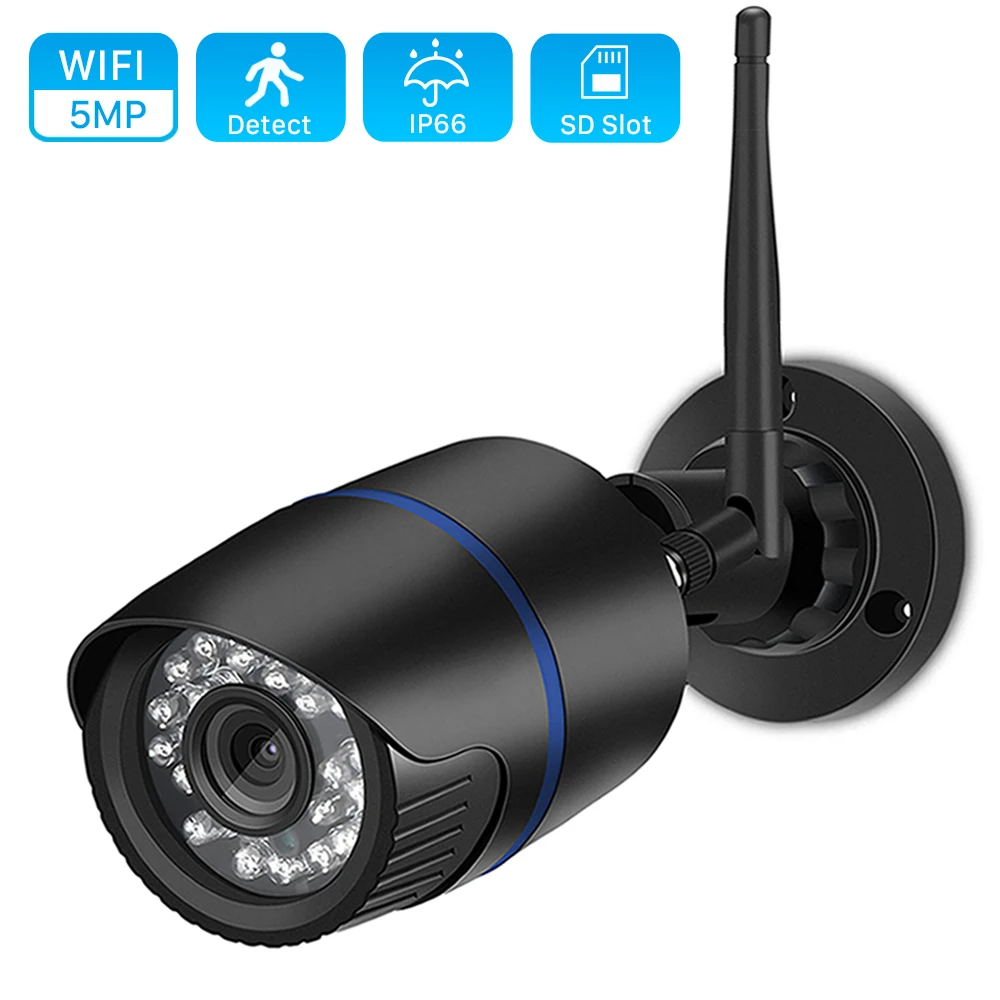 

ANBIUX 5MP Wifi Camera Outdoor 2MP SD Card Slot Bullet Waterproof Wireless IP Camera Night Vision Audio Record Email Alert iCSee