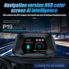 Автомобильный дисплей на лобовое стекло P19 HUD OBD2 GPS + OBD, цифровой фонарь, температура масла, электронный автомобиль