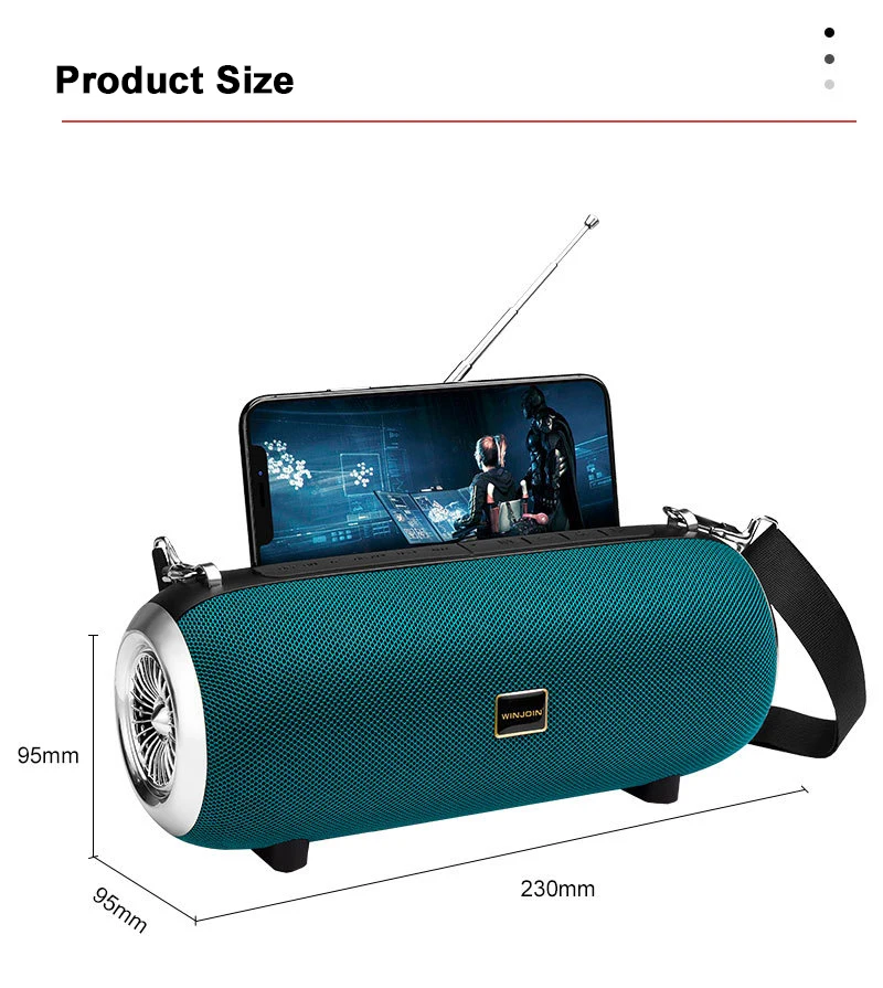 

2020 speaker bluetooth wireless column outdoor portable tws subwoofer sport sound bar Music Player Waterproof with Phone Holder