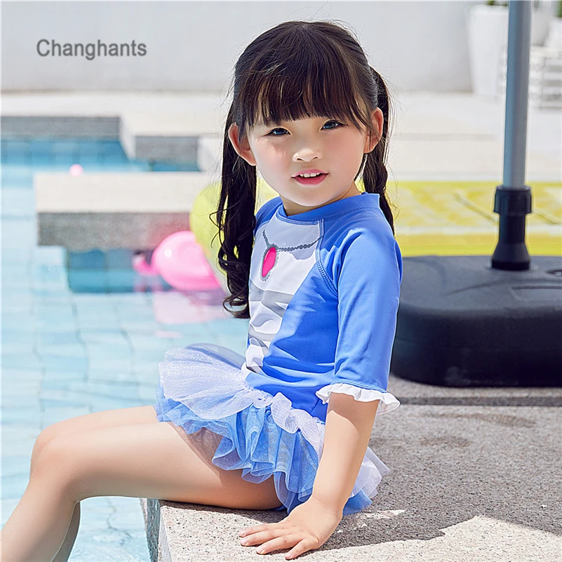 Новые модели цельный купальный костюм для девочек детский синего и розового