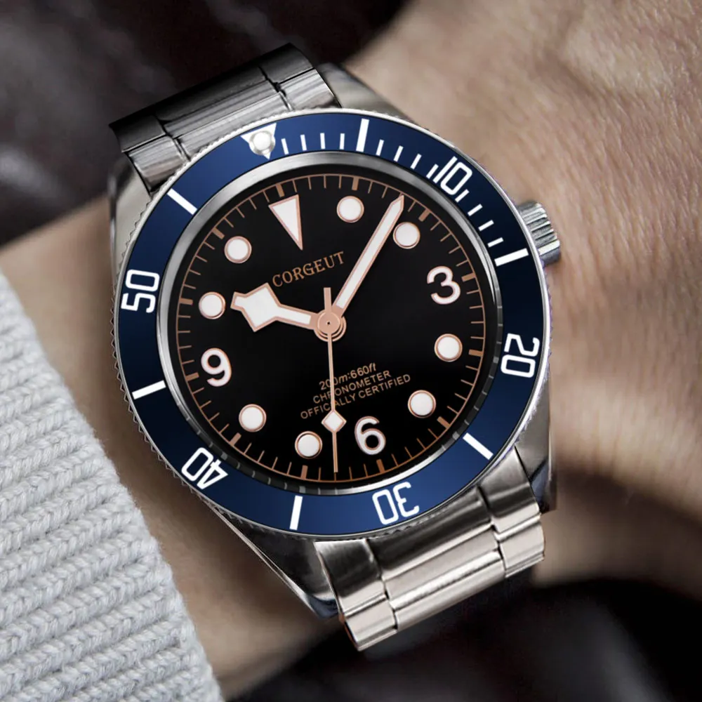 Мужские часы 41 мм Corgeut мужские военные Роскошные автоматические спортивные 316 SS