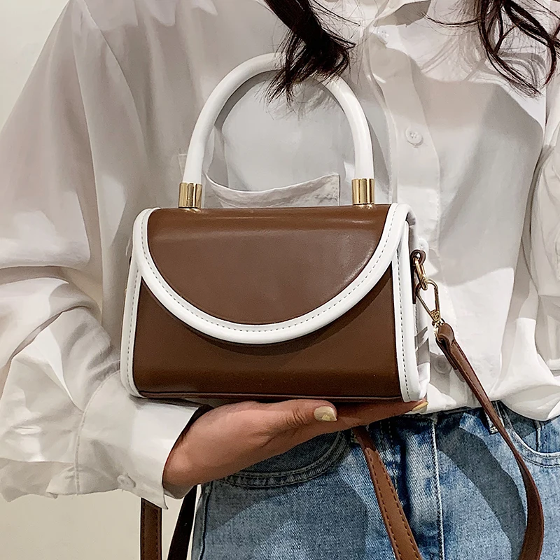 

Simple Small Leather Women Crossbody Bags Solid Color Square Handbags Female Retro Flap Messenger Bag Casual Wild Shoulder Bags