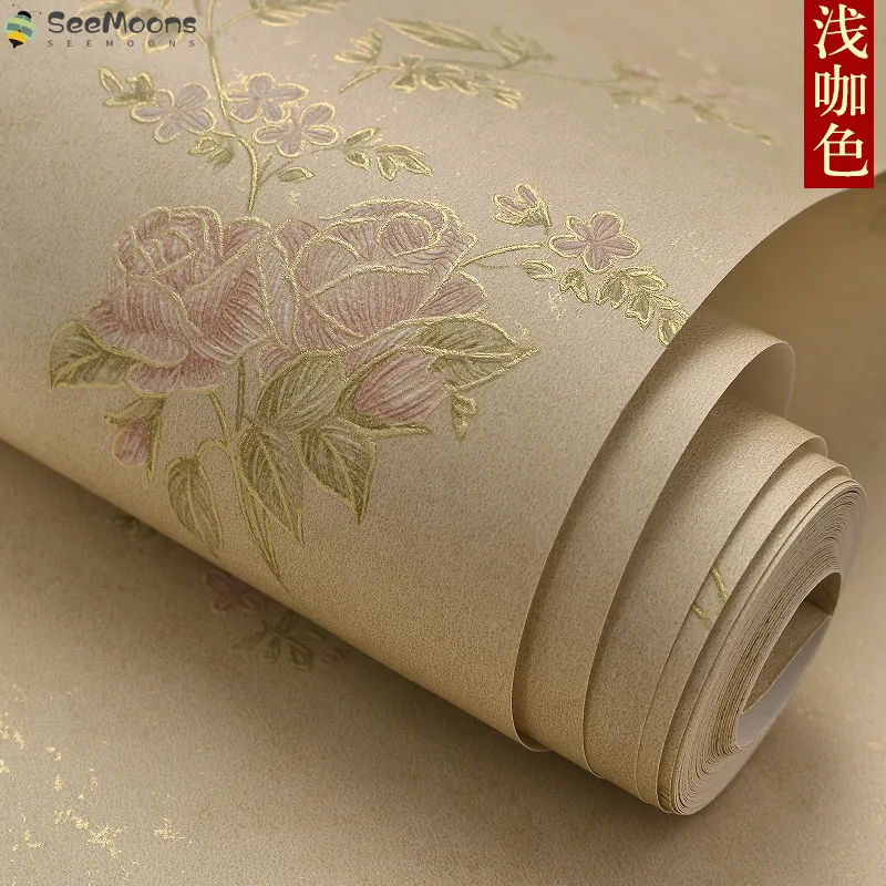 

American Rustic Vine Flower Wallpaper Rolls 3D Relief Embossed Wallpaper for Living Room Bedroom Floral Decor Wall Sticker Mural
