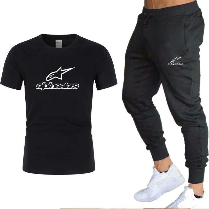 

Men's casual T-shirt + pants two-piece high-quality cotton sports T-shirt fashion printing trend suit 2021