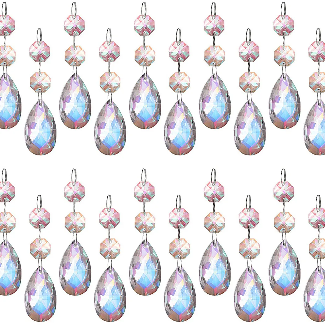 

20 Pcs Crystals Hanging Beads Chain Chandelier Lamps Light Pendant Dcor Crystal Pendants For Suncatchers, Chandeliers