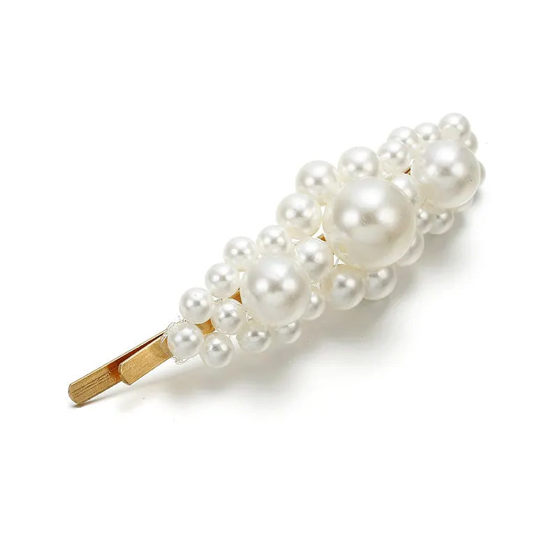 Korean Simulated Pearl Barrettes Beaded Geometric Women Hair Clip Hairgrips Accessories Girls Jewelry Fashion Pins | Украшения и