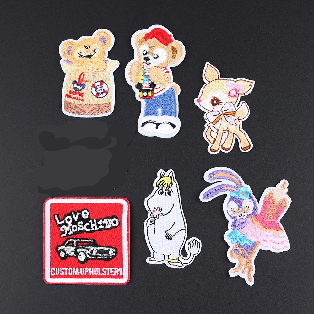 

Cartoon Rabbit Bear Patches Iron On Car Deer Appliques 3D Diy Hippopotamus Mermaid Clothes Jacket Decor