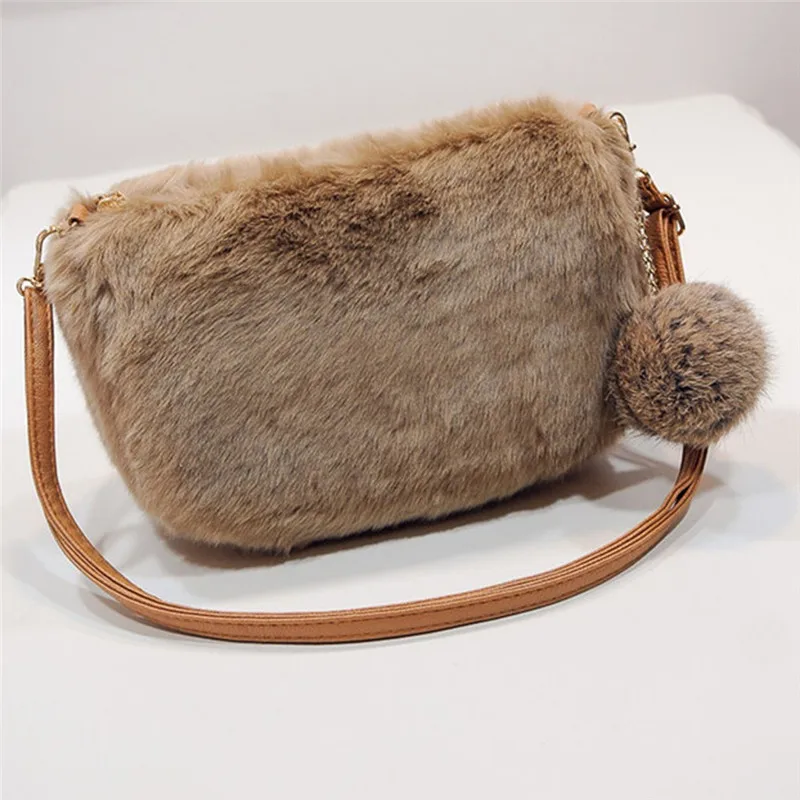 Зимние Модные женские туфли из искусственной кожи плюшевая сумка на плечо