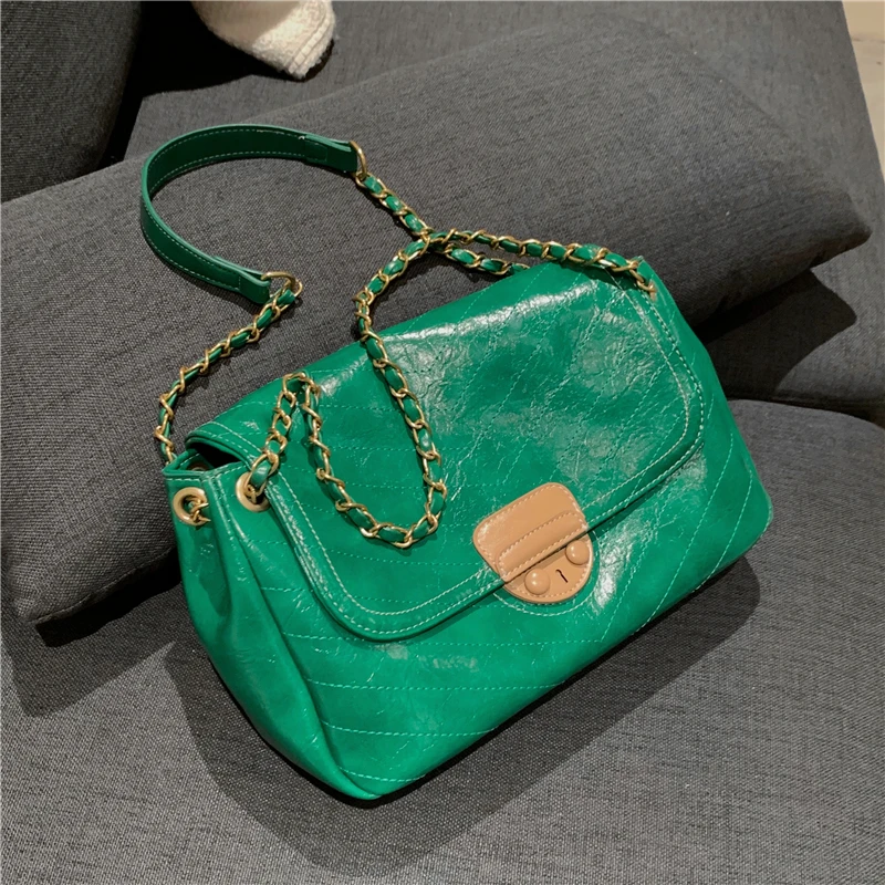 

Burminsa Vintage Thread Chain Crossbody Shoulder Bags For Women Brand Designer Large Capacity Tote Ladies Handbags Autumn 2021