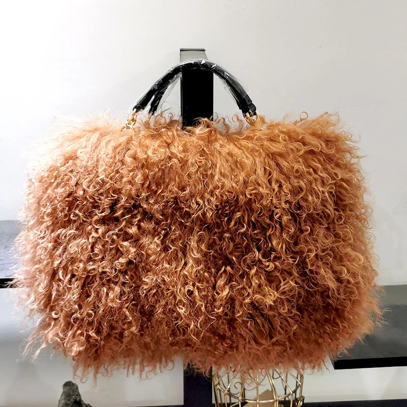 2021 New Fashion High-End Fur Handbag 100% Beach Wool Handbag