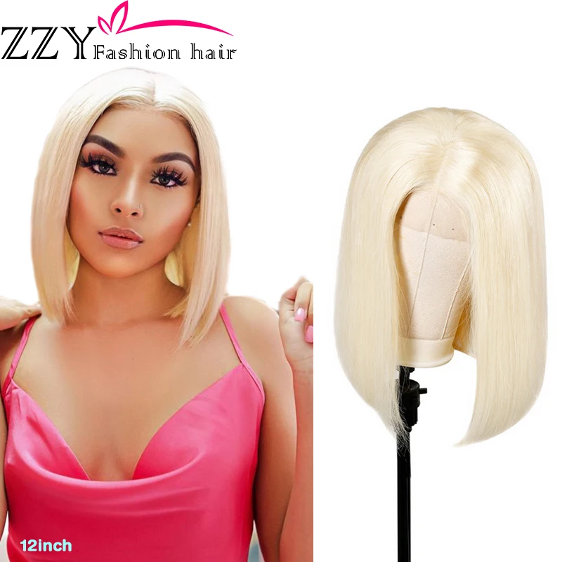 Парики из натуральных волос на шнурках ZZY Fashion прямые волосы блонд 13x6 парик