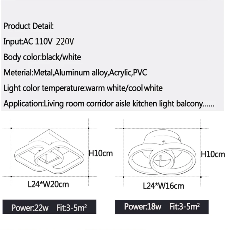 $22.80 XDDYN modern led ceiling light for living room bedroom aisle lamp balcony corridor light black&white ceiling lamp 110V 220V