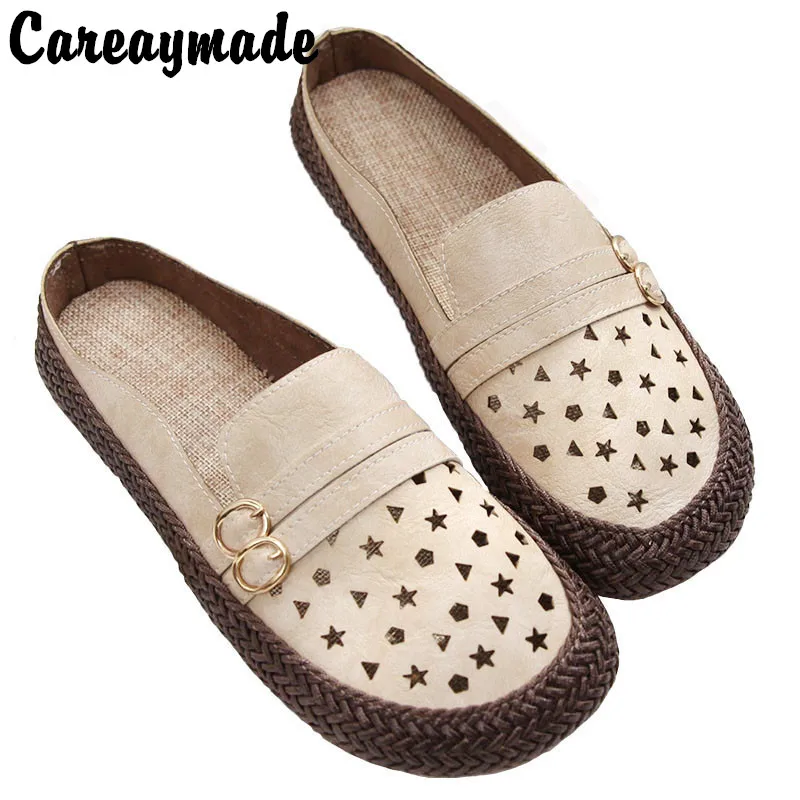 

Careaymade-Outdoor slippers women's summer new literature and art versatile cut out Baotou Muller sandals flat bottom lazy shoes