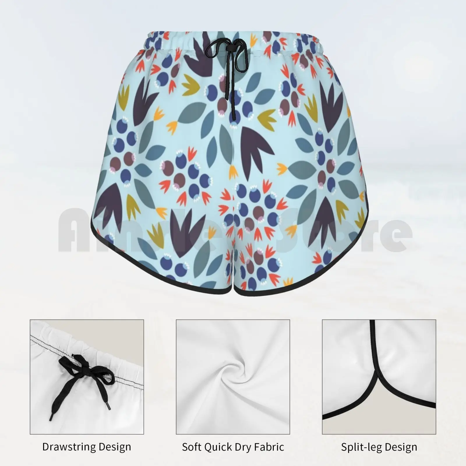 Шорты для плавания с черникой пляжные шорты 1346 черника ягоды красный синий яркий