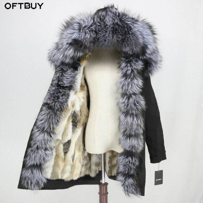 Женская куртка OFTBUY водонепроницаемая длинная парка с капюшоном и лисьим