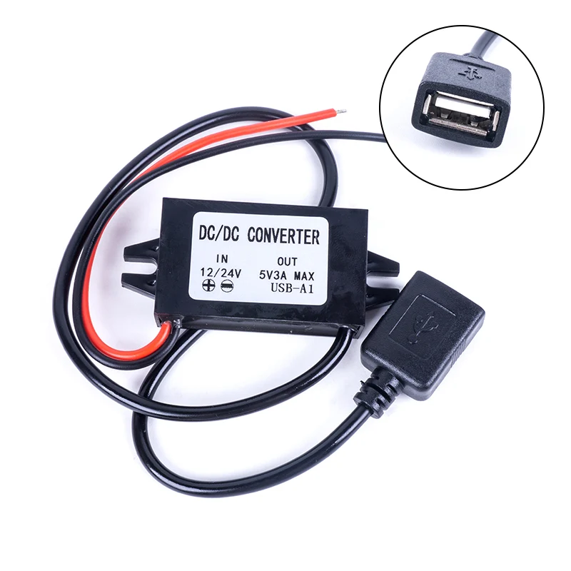 USB Конвертер USB DC 12V 24V 36V 48V(8 V-с алюминиевой крышкой, 50В) до 5V 3A Micro Mini USB понижающий преобразователь регулятор Напряжение DC Мощность Конвертеры - Цвет: USB