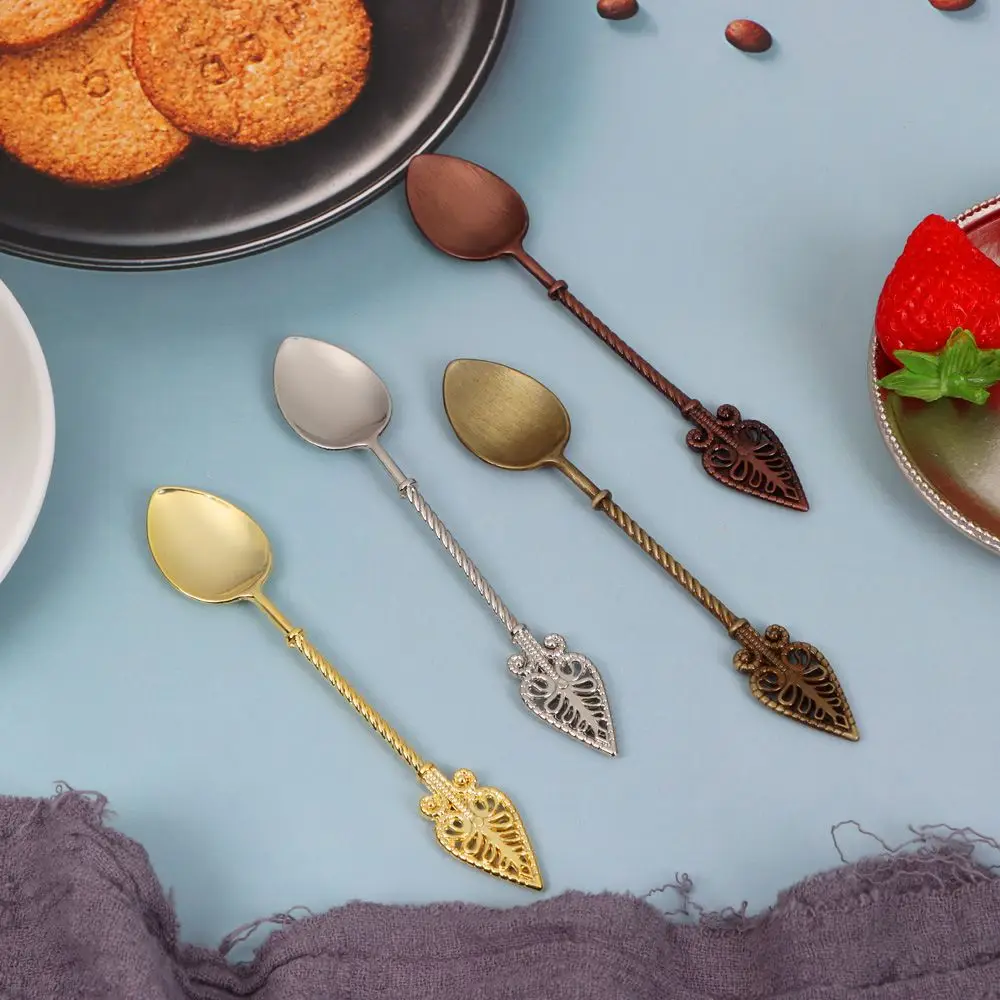 Кофейная ложка из цинкового сплава в арабском стиле, столовые приборы в стиле ретро, для смешивания чая и кофе, мороженого, десерта